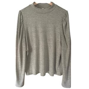 Dolan Metallic Grey Puff Shoulder Long Sleeve Shirt Size Large